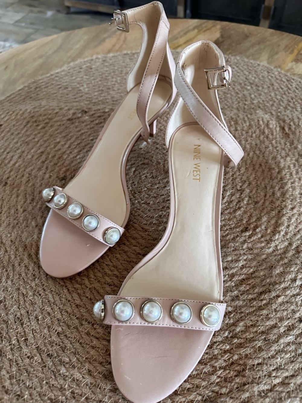 Nine West Pearl-Trim Ankle Strap Sandals - Picture 2 of 6